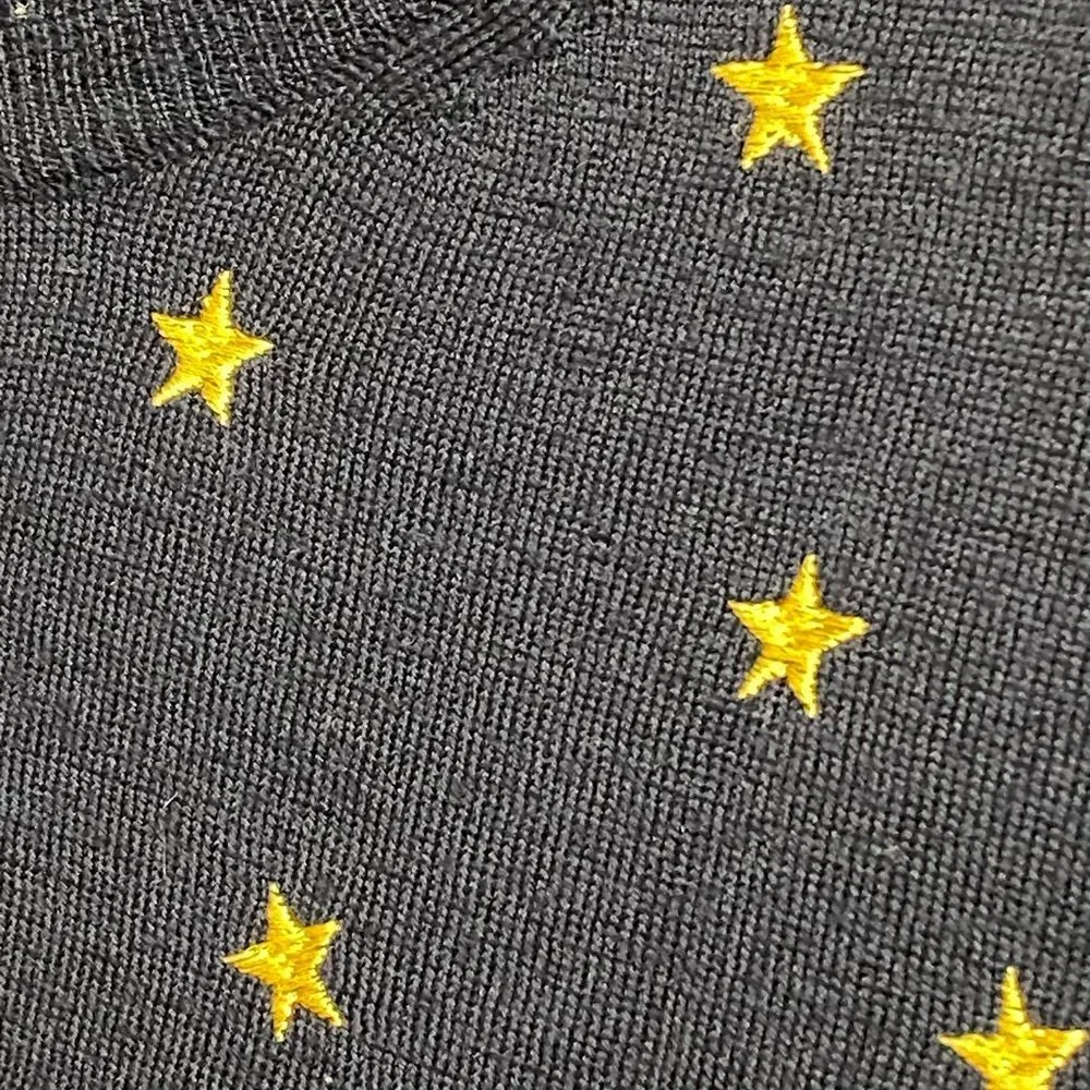 J. Crew Star Embroidered Merino Wool Sweater Women's S Navy Lightweight Preppy